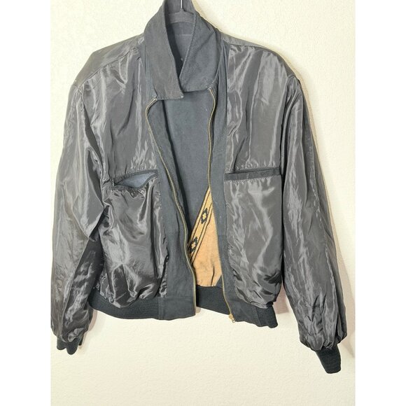 Vtg Scully Western Leather Suede Jacket Mens M Black Tan Zip Aztec - Picture 7 of 16